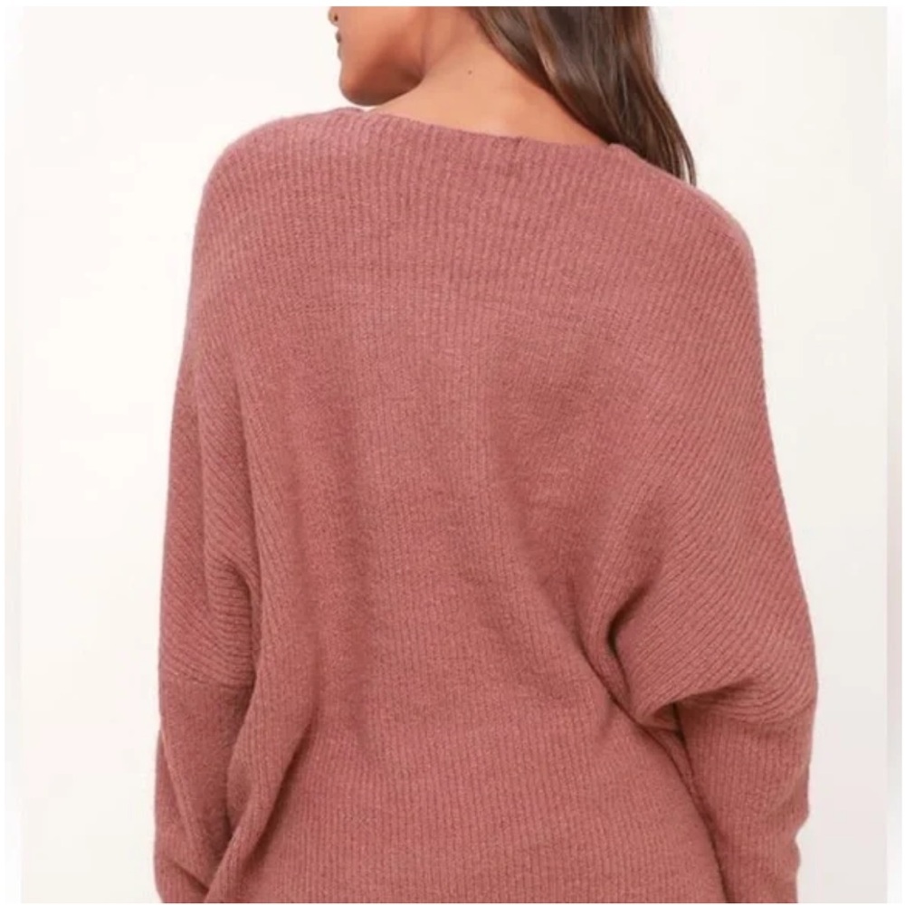 Lulu's Dusty Rose Off-the-Shoulder Sweater - Picture 2 of 9